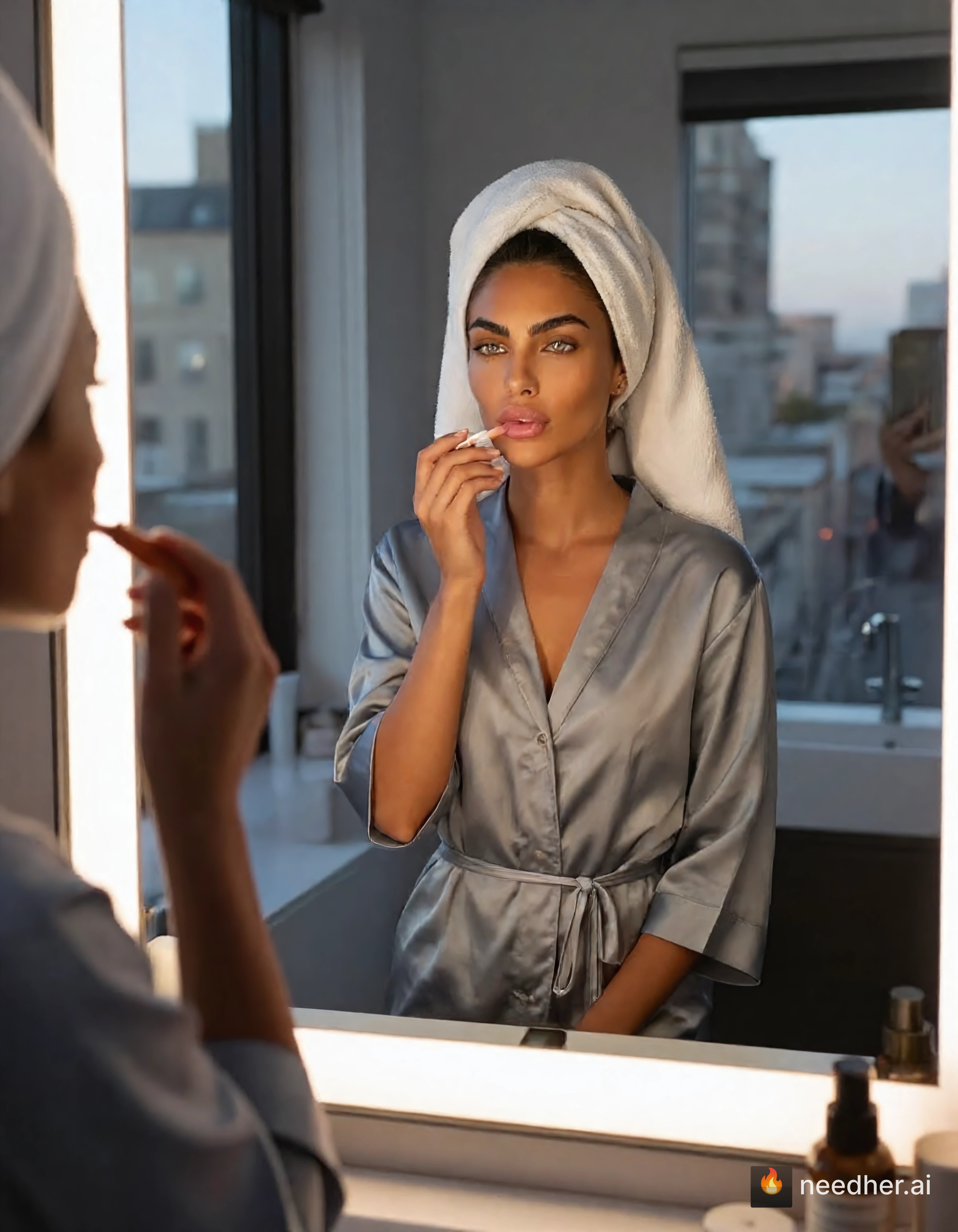 Adriana Velasco life travel morning 12nw368 1 skincare mirror pose image on NeedHer