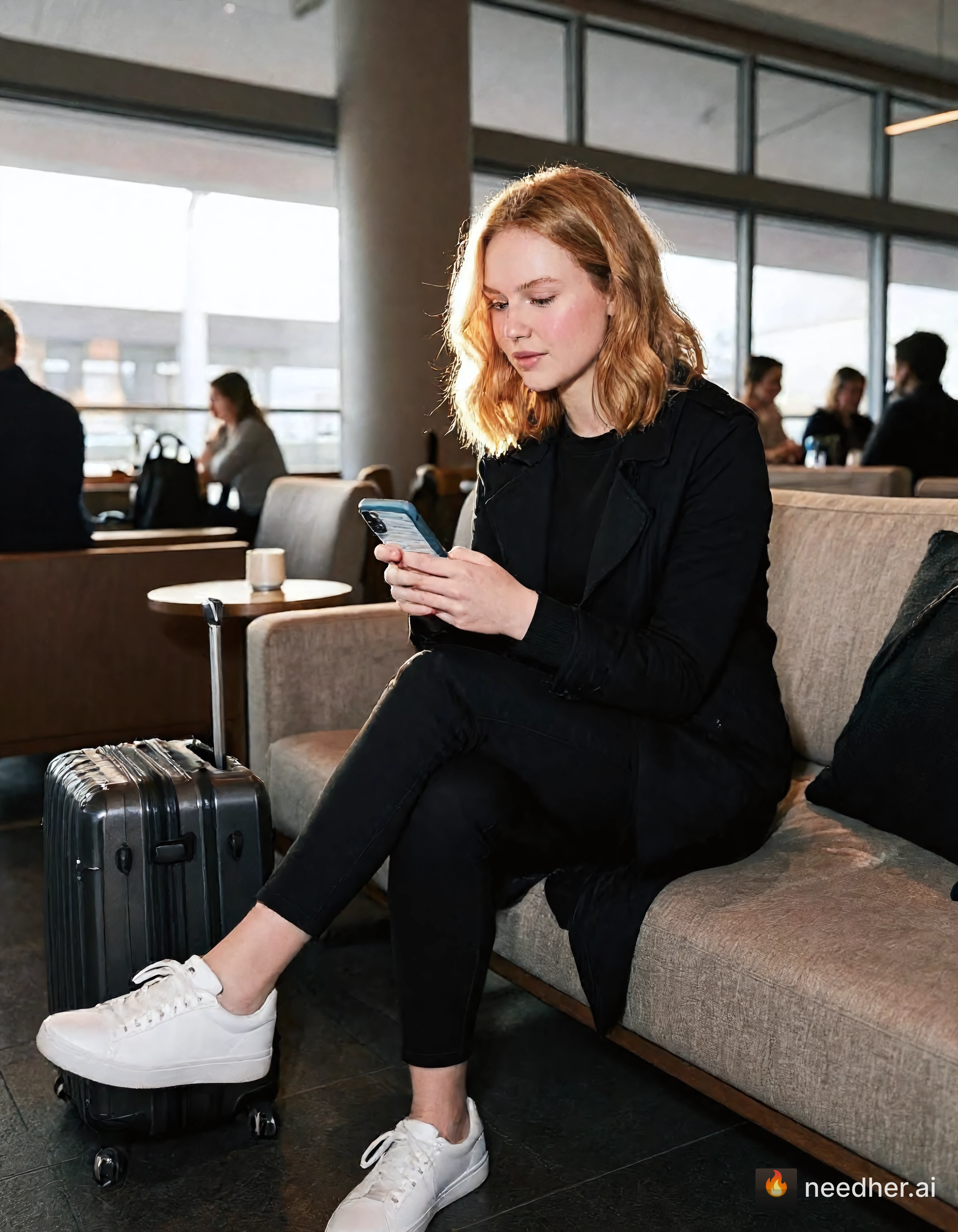 Alma Larsson life soft city day v0qixu 1 airport lounge pose image on NeedHer