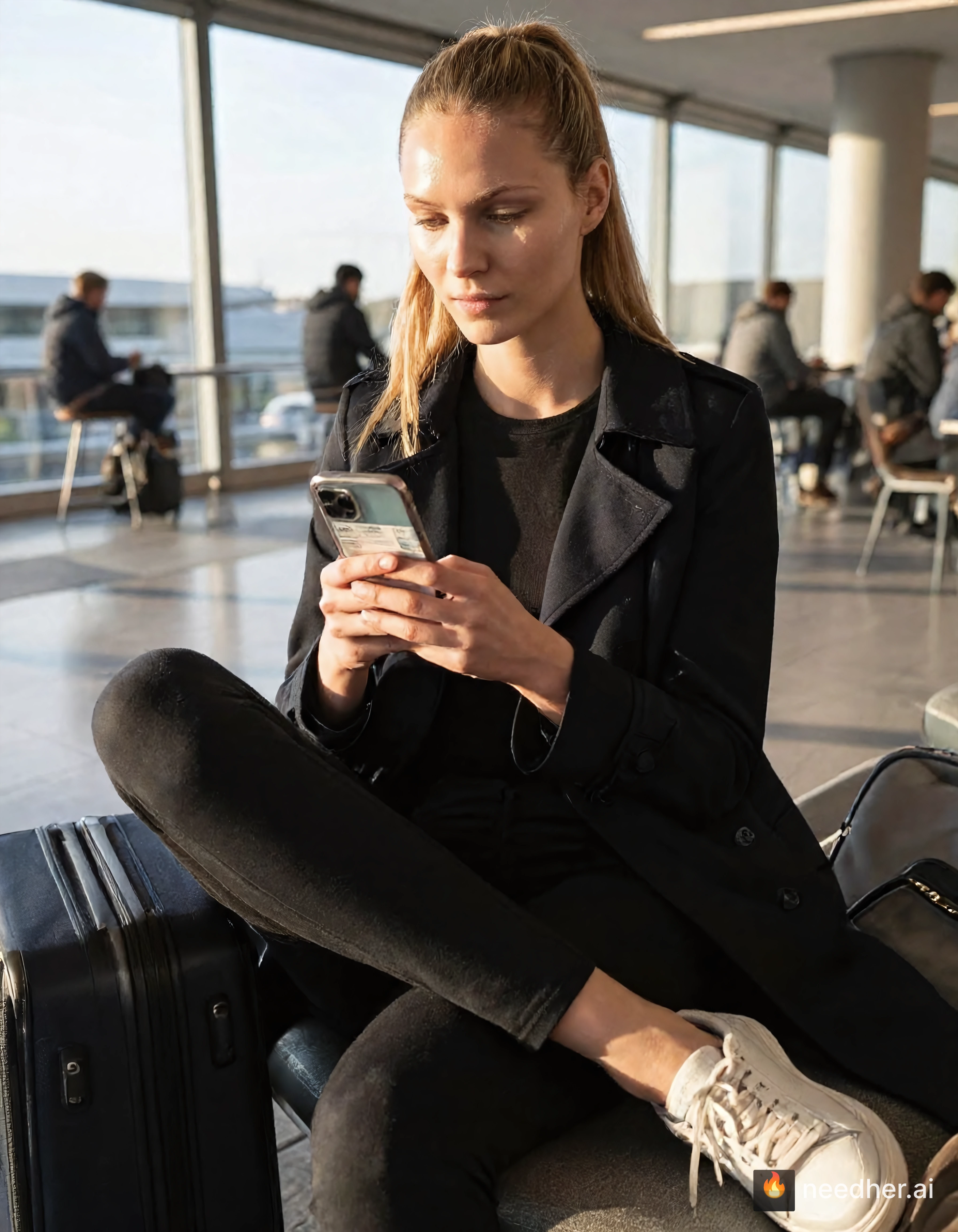 Astrid Vinter life travel morning 1j0swpg 1 airport lounge pose image on NeedHer