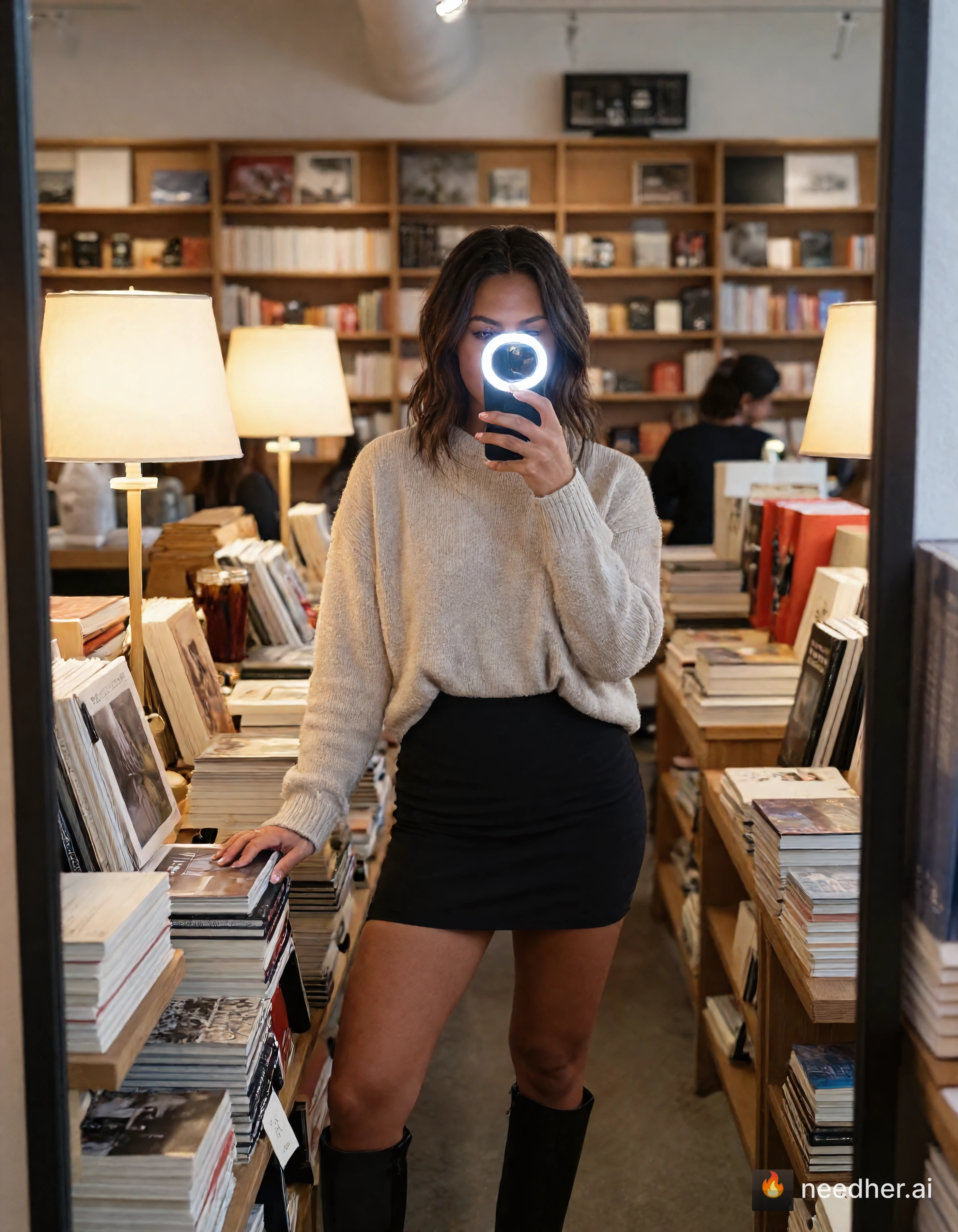 Corinna Larsen life travel morning uzscpg 3 bookstore browse pose image on NeedHer