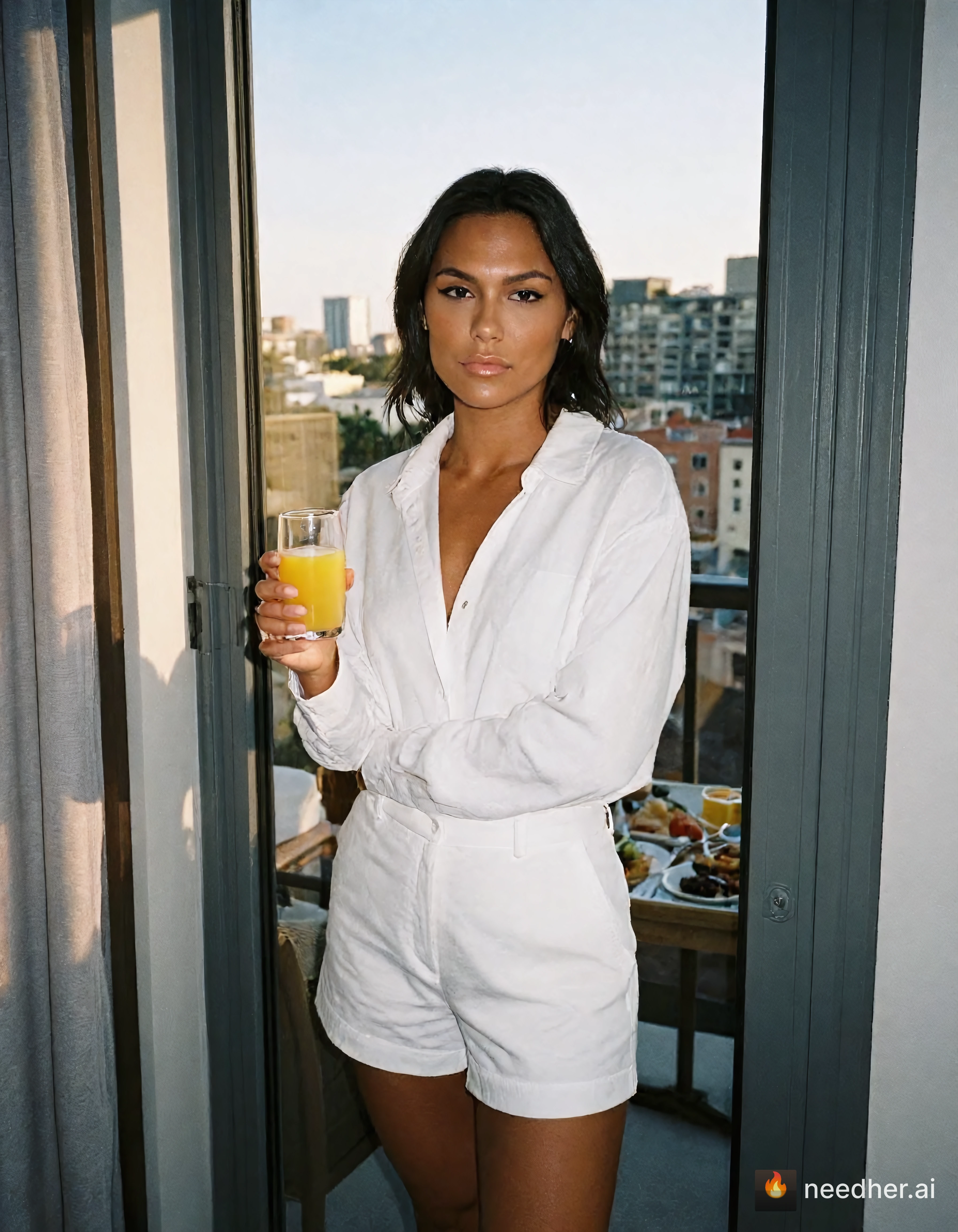 Corinna Larsen life travel morning uzscpg 2 hotel balcony pose image on NeedHer