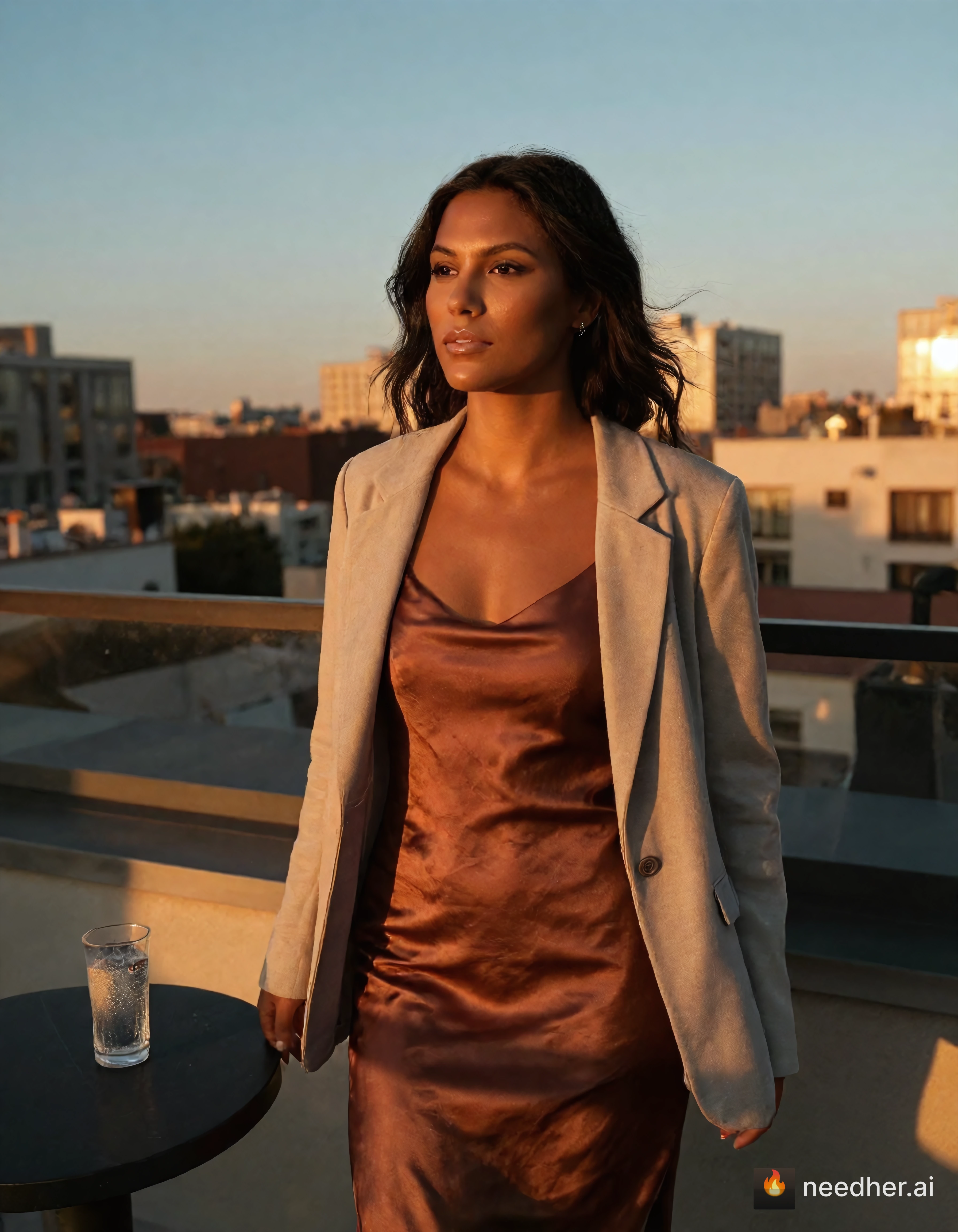 Corinna Larsen life travel morning uzscpg 4 rooftop sunset pose image on NeedHer