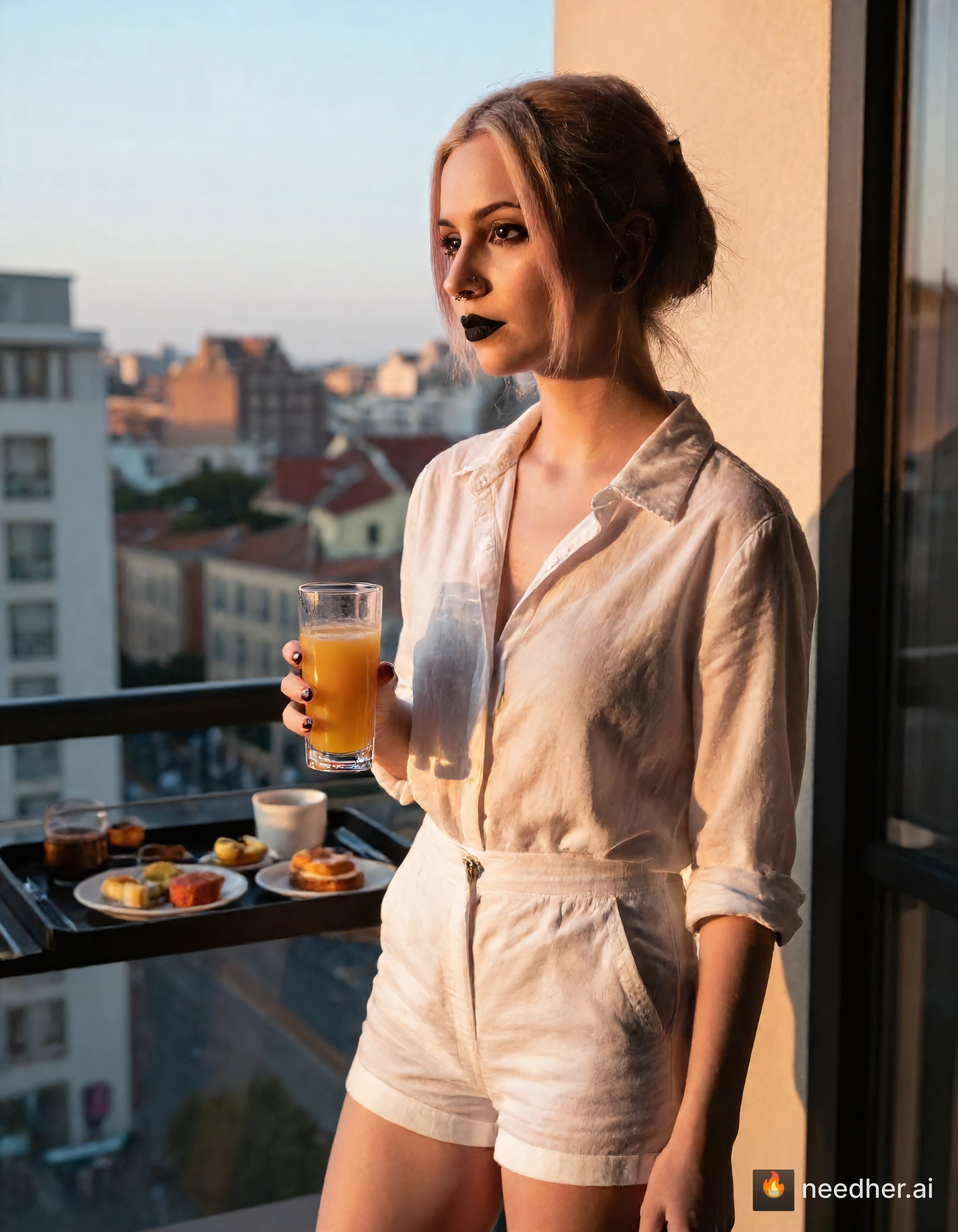 Eloise Fontaine life travel morning eqnvek 2 hotel balcony pose image on NeedHer