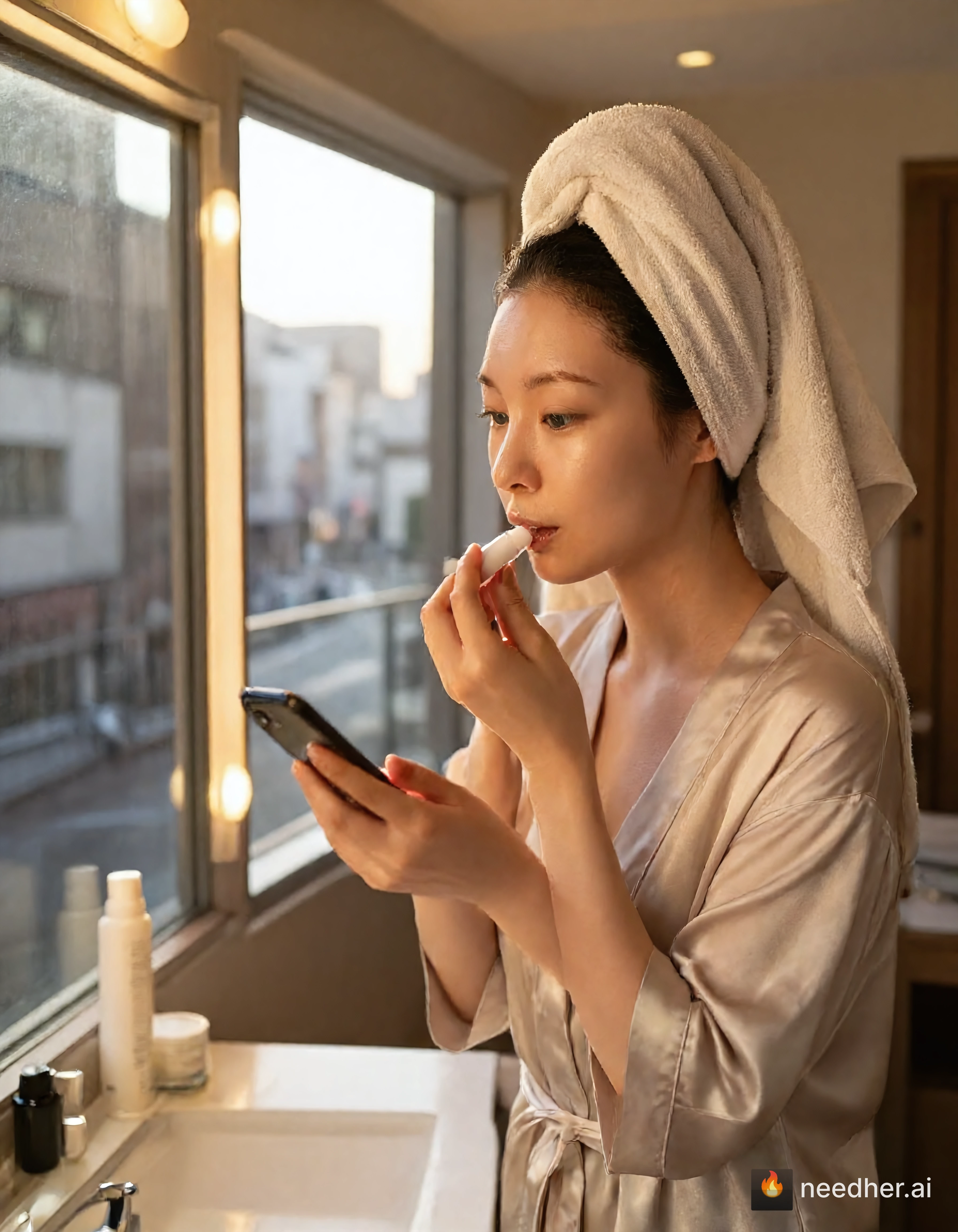 Rei Kimura life travel morning 2026-06-16-w2 11k59f0 1 skincare mirror pose image on NeedHer