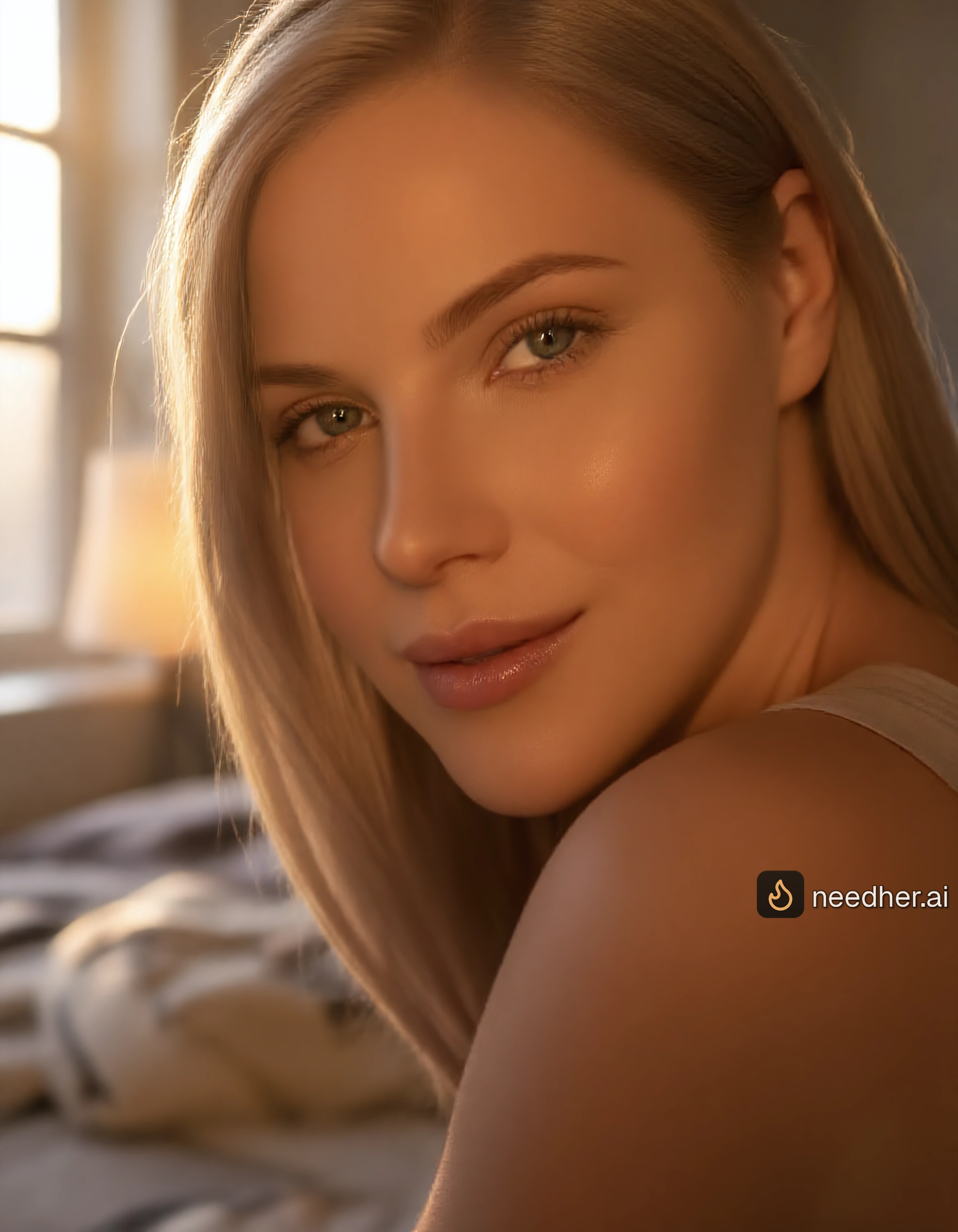 Ebba Johansson suggestively smiling pose image on NeedHer