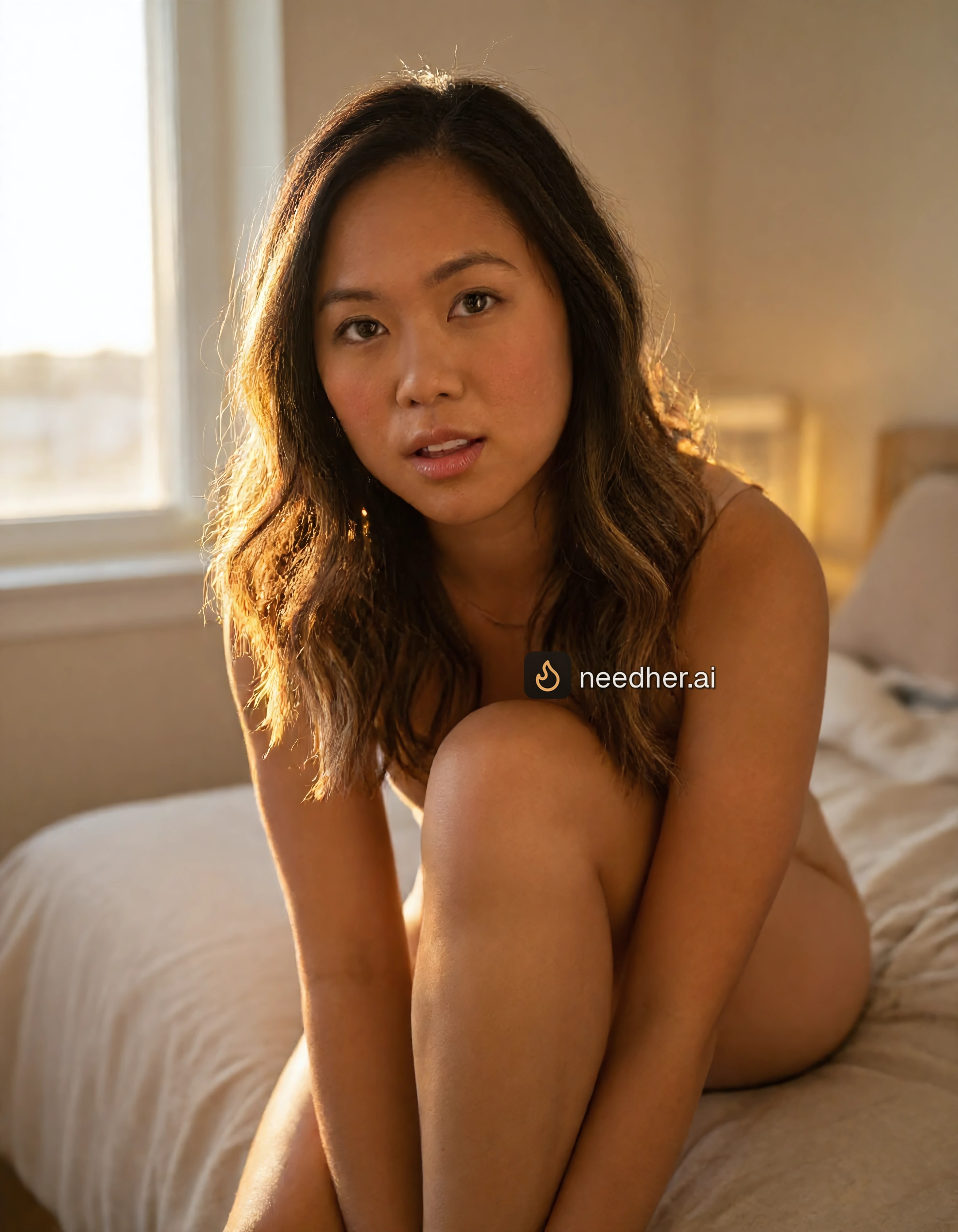 Mai Pham sitting suggestive image on NeedHer
